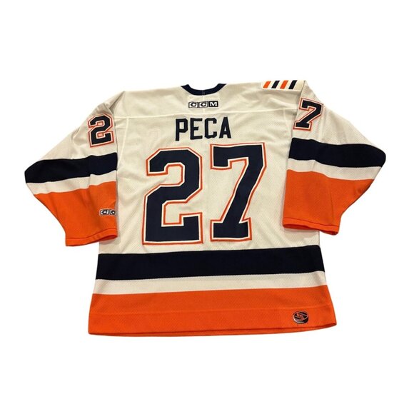 Vtg CCM New York Islanders Michael Peca #27 Signed Stitched NHL Hockey Jersey M - Picture 2 of 9